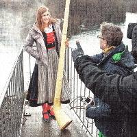 thumbnail Lisa Stoll; Playing the alphorn at the rheinfalls