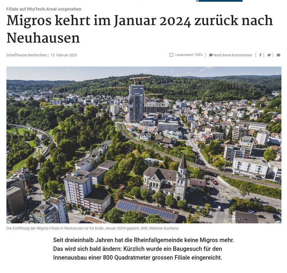 thumbnail Migros returns back to Neuhausen