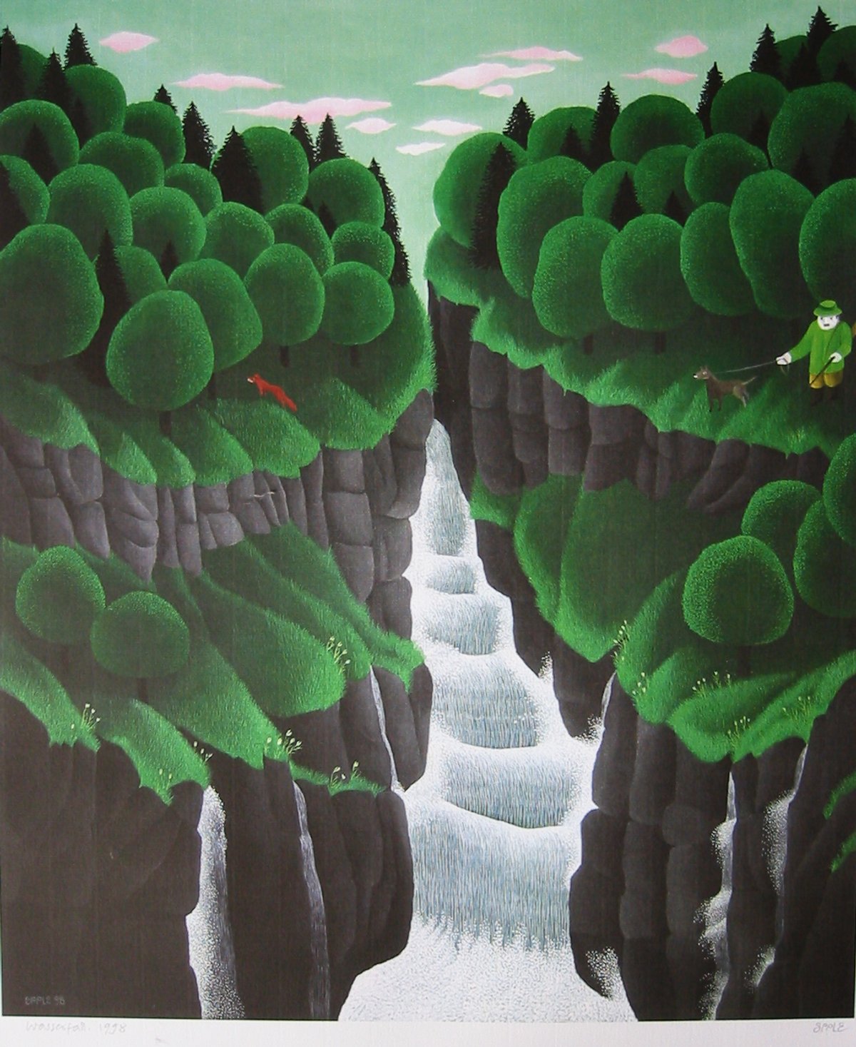 Bruno Epple, Wasserfall, 60x50 cm, 1998, Offsetdruck Originalformat