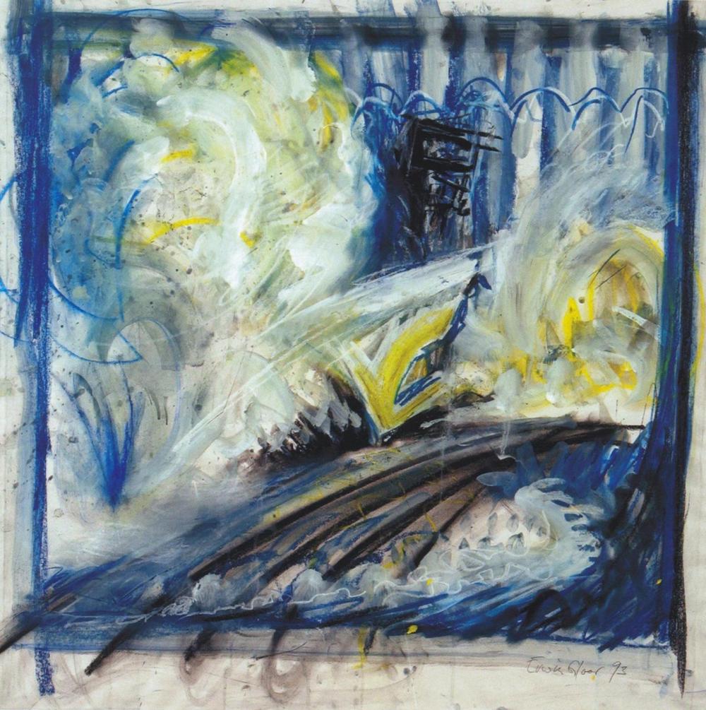 Erwin Gloor, Rheinfall, 1993 Gouache, Kreide 80x80cm